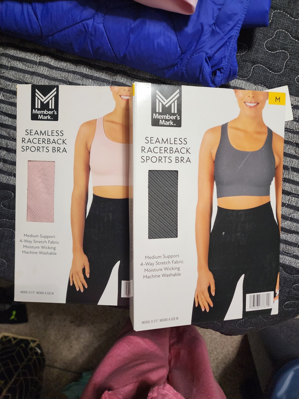 Member's Mark Seamless Racerback Sports Bra — Pink & Gray